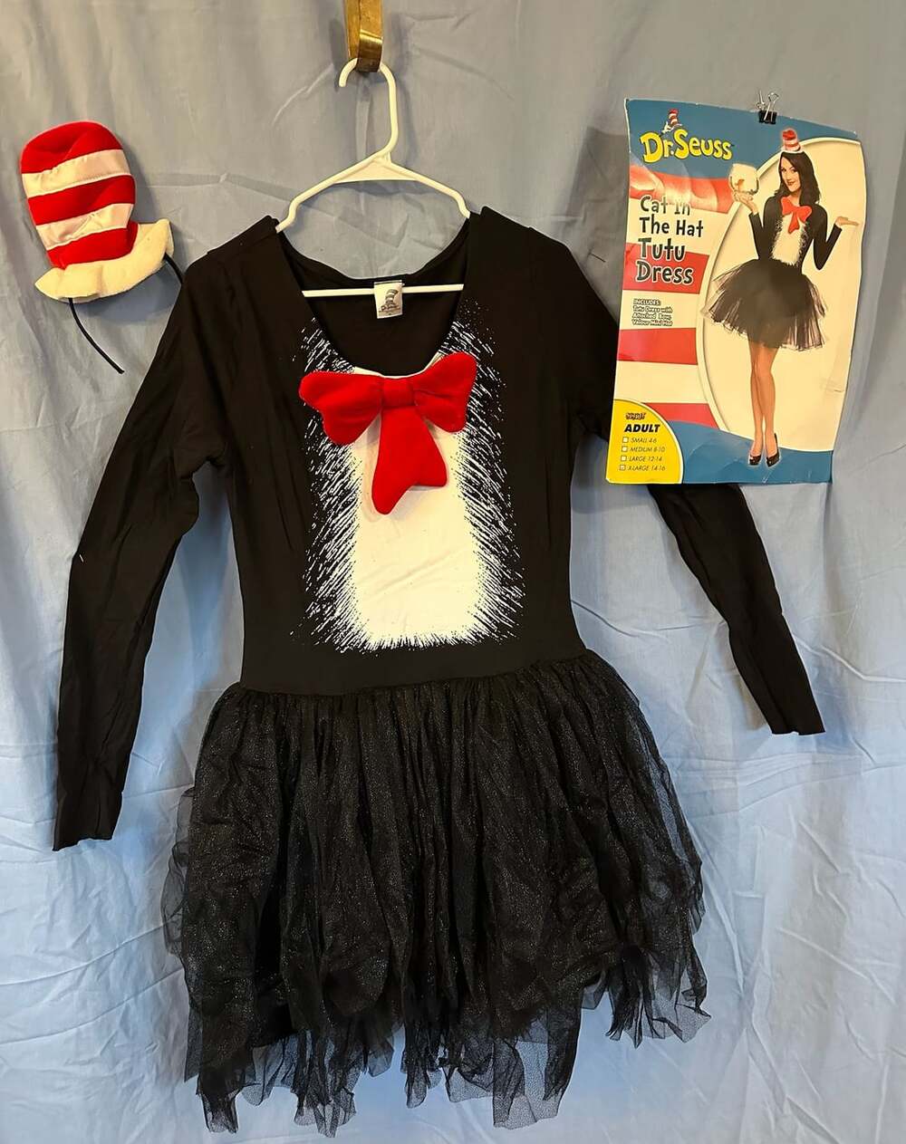 NEW - Dr. Seuss Cat In The Hat Tutu Dress, Adult Size XL, Costume